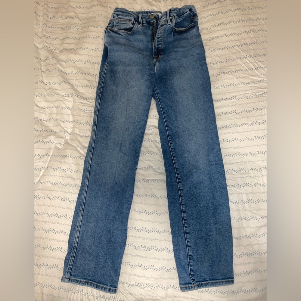 Good American Blue Straight Leg Jeans
